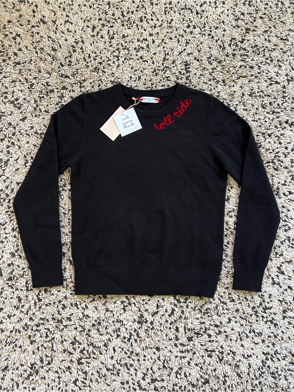 Santa Monica Threads 100% Mongolian Cashmere Sweater Black Alabama Roll Tide S